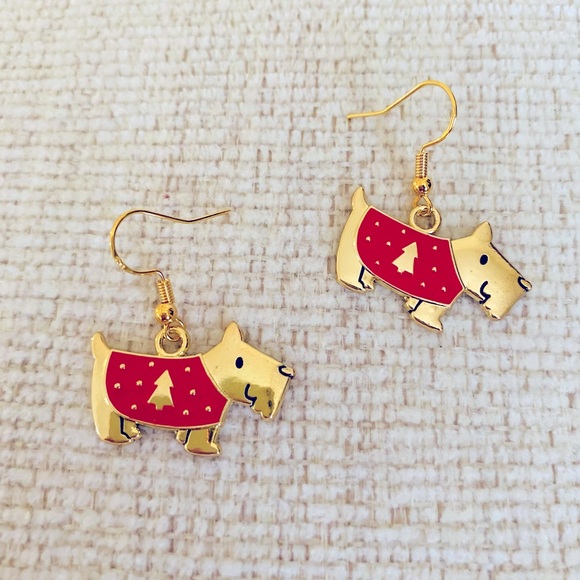 Christmas Scotty Dog Earrings Handmade NWT - Picture 4 of 7